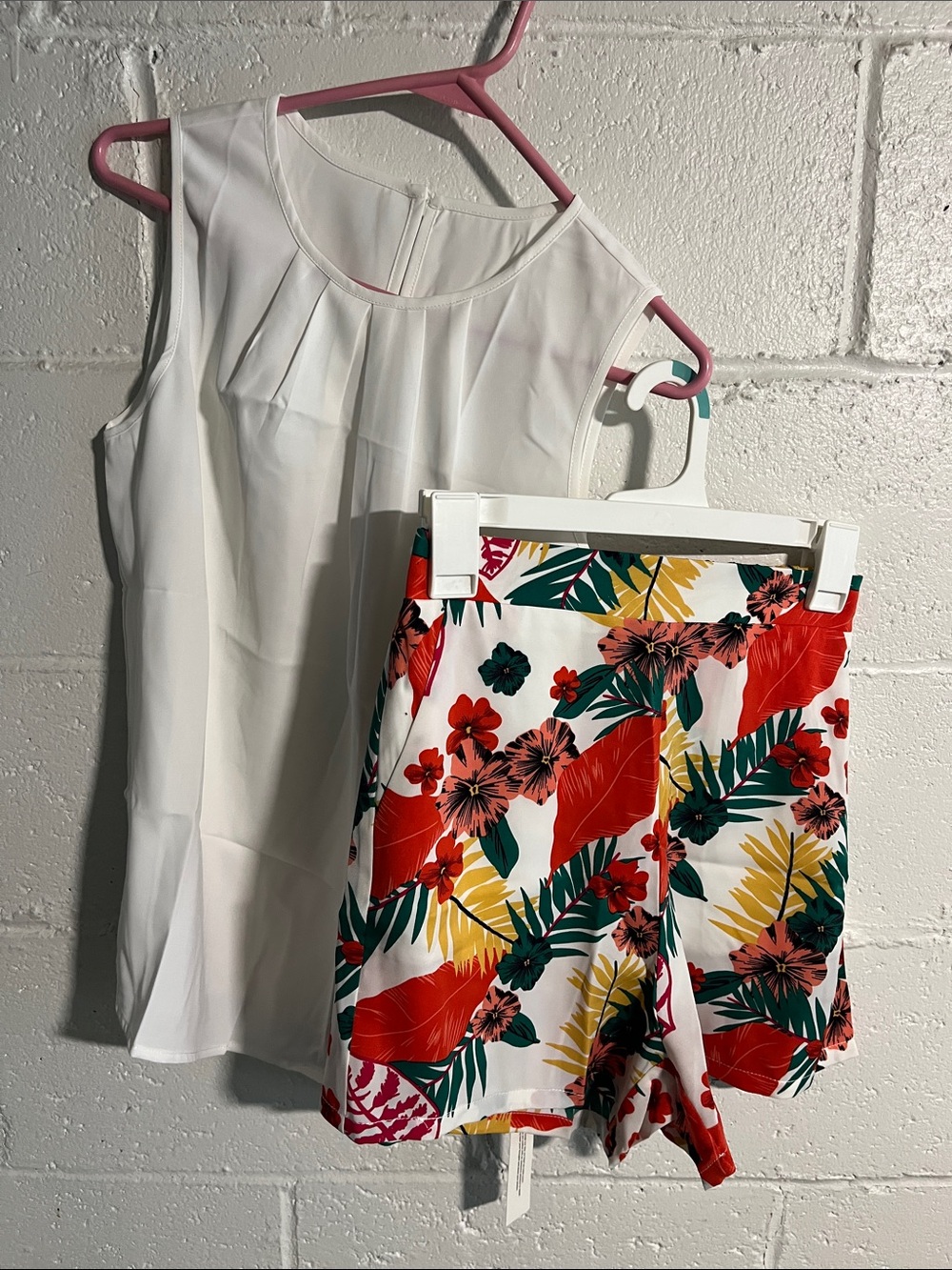 Tropical Floral Shorts and Sleeveless Top Set